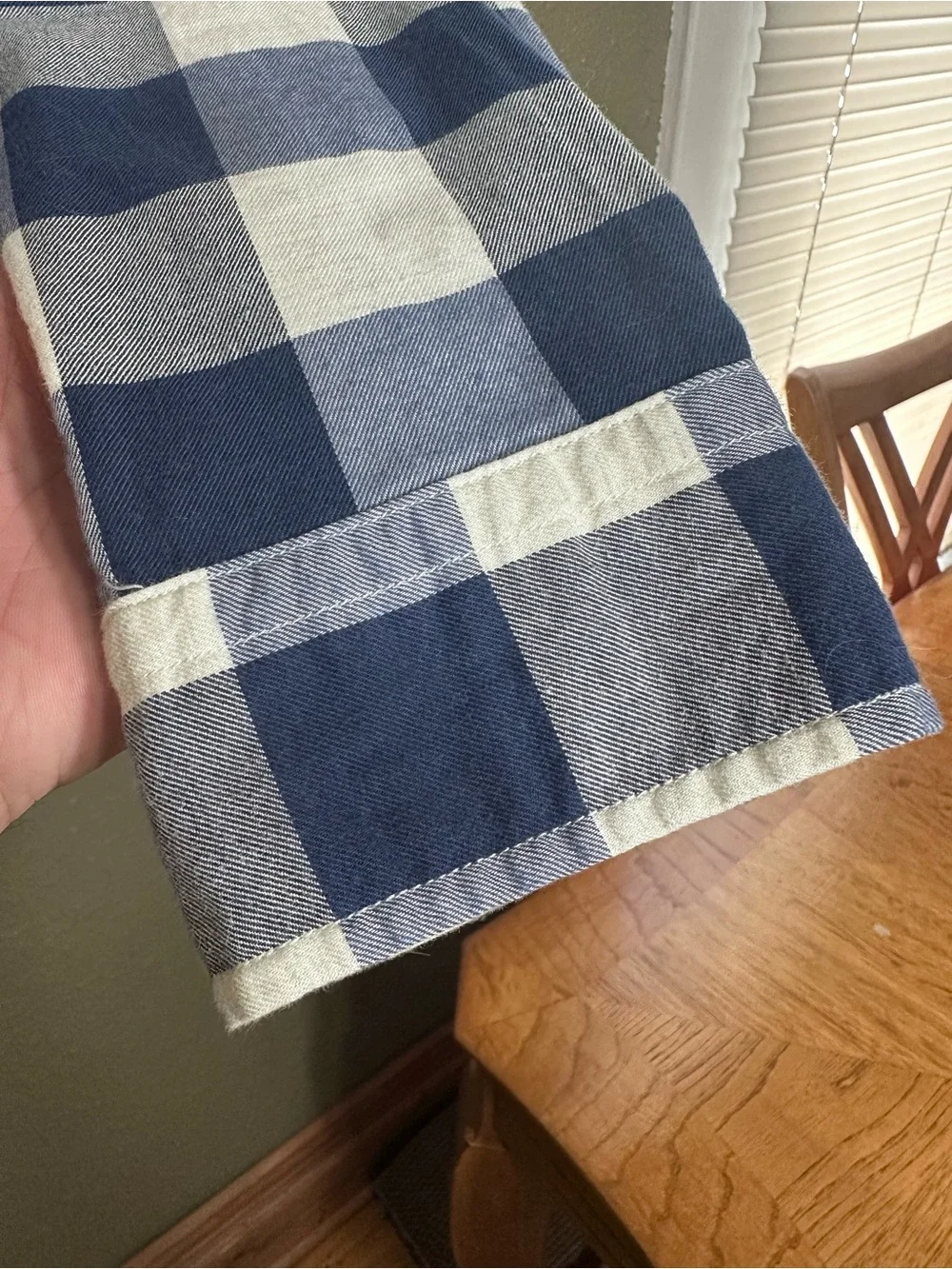 Banana Republic Men XL Grant Fit Luxe Flannel Shirt Blue White Buffalo Check EUC
